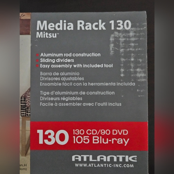 2 Atlantic Mitsu Media Storage Rack - Picture 3 of 4